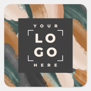 Adesivo Quadrado Abstrato preto verde pintado de forma moderna e mí