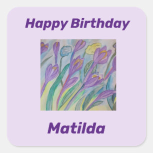 Adesivo Quadrado Abstrato Primavera Crocus