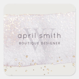 Adesivo Quadrado Abstrato Purple Lilac Bruske Monograma Glitter