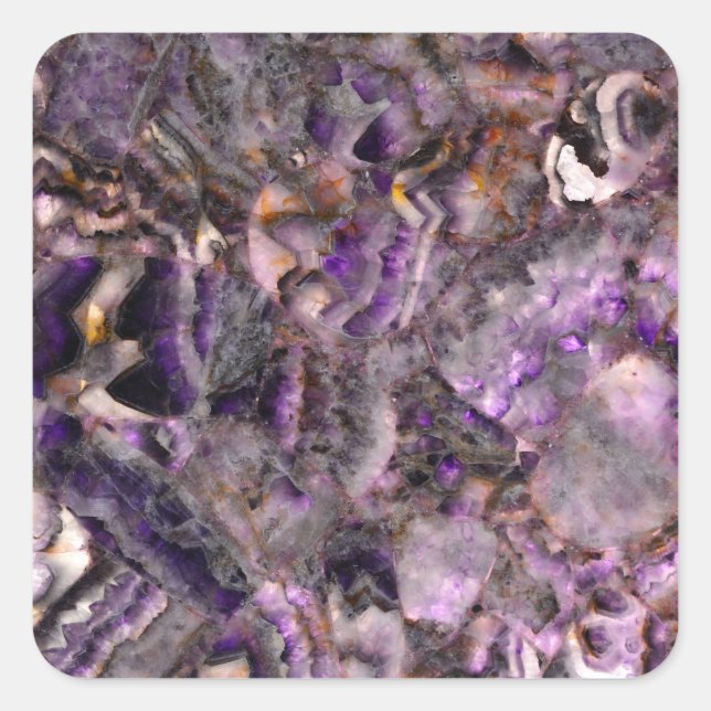 Adesivo Quadrado Abstrato púrpura Ametist Quartz, granito roxo (Frente)