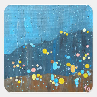 Adesivo Quadrado Abstrato Rain Painting