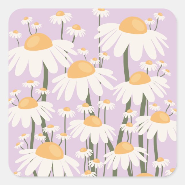 Adesivo Quadrado Abstrato Retro Daisies do Flower Market Amsterdam (Frente)