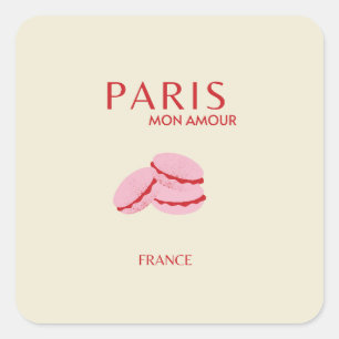 Adesivo Quadrado Abstrato Retro Pastel Paris Viagem Art