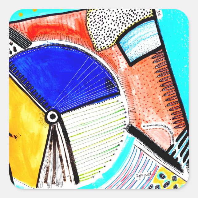 Adesivo Quadrado Abstrato roda (Frente)