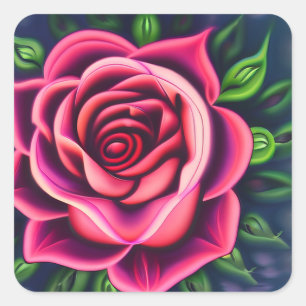 Adesivo Quadrado Abstrato Romântico Rosa Bloom