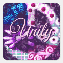 Adesivo Quadrado Abstrato - Sinal de Paz Hippie Art Purple Azul