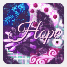 Adesivo Quadrado Abstrato - Sinal de Paz Hippie Art Purple Azul