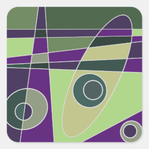 Adesivo Quadrado Abstrato Surfing Green Purples