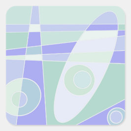 Adesivo Quadrado Abstrato Surfing Pastel Purple Green