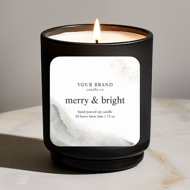 Adesivo Quadrado "Abstrato Watercolor Vela Verde e Dourada (Criador carregado)