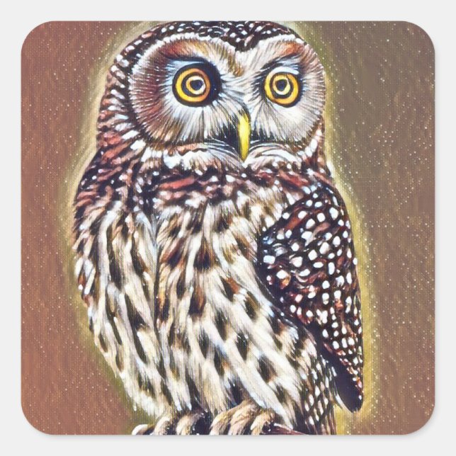 Adesivo Quadrado Abstrato Wilderness Forest Owl Art (Frente)