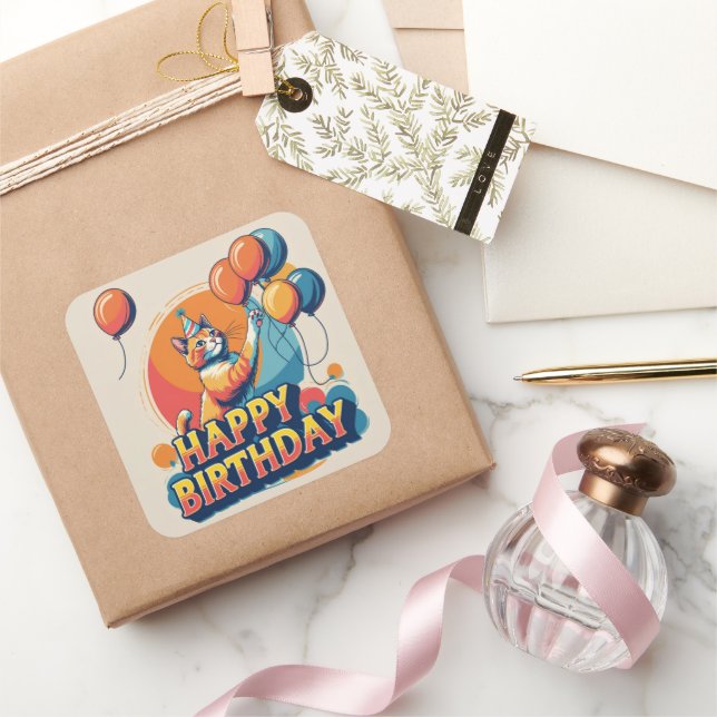 Adesivo Quadrado Abyssinian Cat Colorido (Presentear)