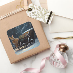 Adesivo Quadrado Abyssinian Snowy Sleigh Passeia Decência de Natal