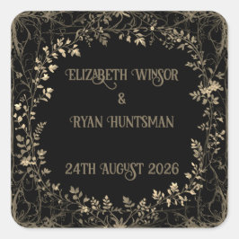 Adesivo Quadrado Acabamento Floral Sépia Dourado e Preto Luxuoso