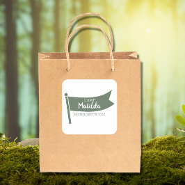 Adesivo Quadrado Acampamento de Bandeira Verde de Montanha Camp Bac