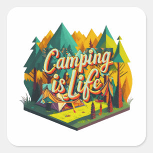 Adesivo Quadrado Acampamento é Vida