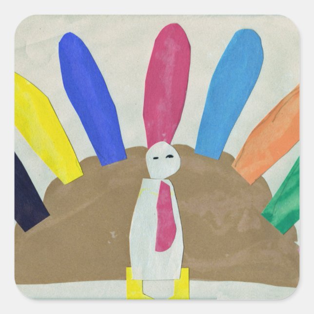 Adesivo Quadrado Ação de Graças à Turquia (Frente)