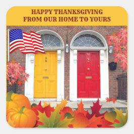 Adesivo Quadrado Ação de Graças das Portas da Frente Coloridas