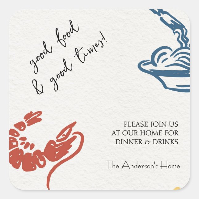 Adesivo Quadrado Ação de Graças de Boa Comida & Boas Momentos (Frente)