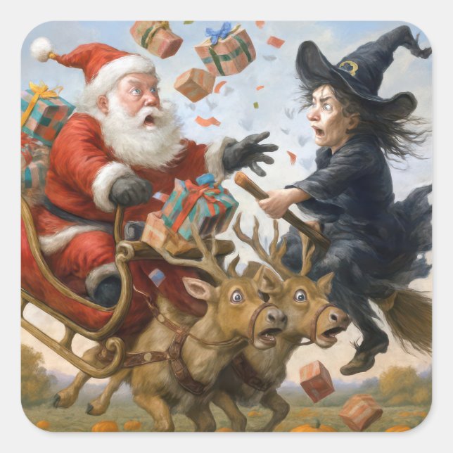 Adesivo Quadrado Ação de Graças de Natal e Acidente de Halloween (Frente)