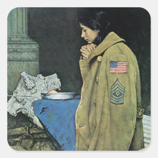 Adesivo Quadrado Ação de Graças para Refugiados (Frente)