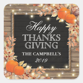 Adesivo Quadrado Ação de Graças Russo ao outono Colheita de Queda