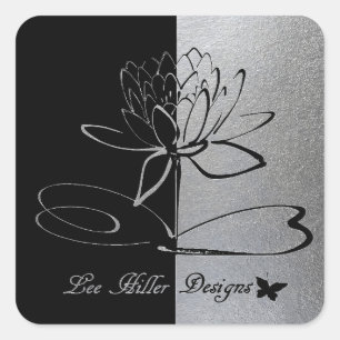 Adesivo Quadrado Acentos do Logotipo da Lee Hiller Designs Preto e