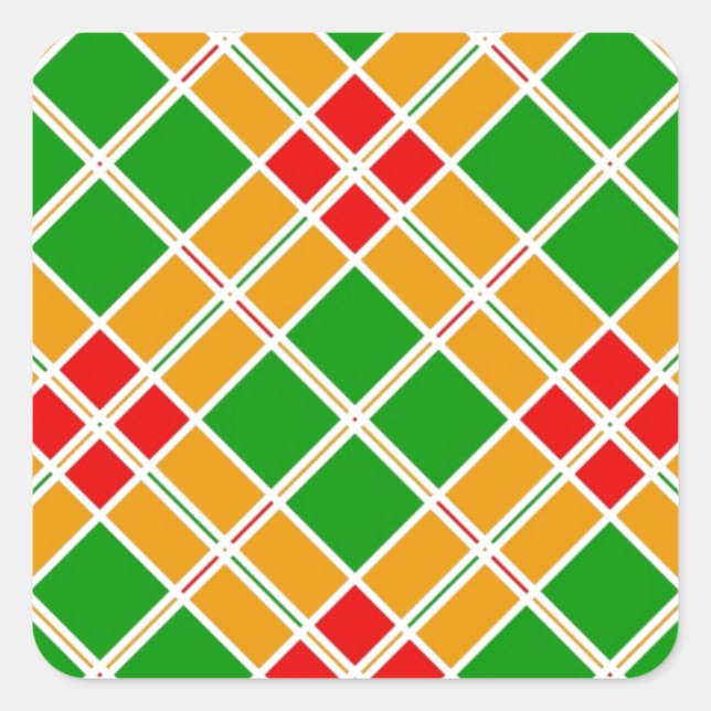 Adesivo Quadrado Acessório de padrão verde-amarelo-claro-claro-clar (Frente)