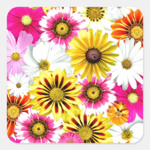 Adesivo Quadrado Acessórios impressionantes de padrão de flores ama