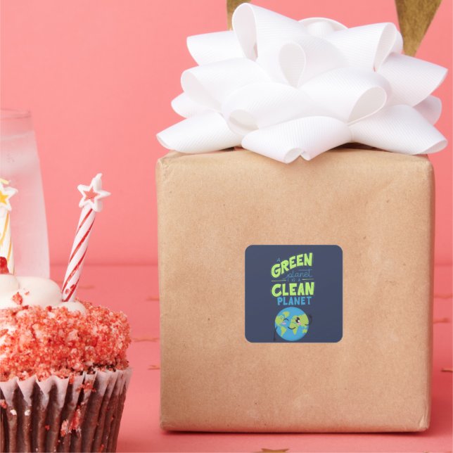 Adesivo Quadrado Acionado pelo Verde: prospere com a Natureza" (Festa)