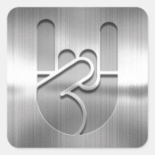 Adesivo Quadrado Aço da mão da rocha