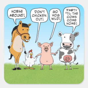 Adesivo Quadrado Aconselhamento aos Animais de Festa Engraçados
