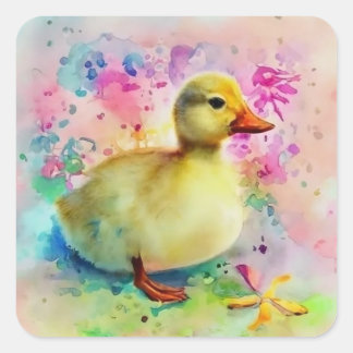 Adesivo Quadrado Acoplamento em Aquarela