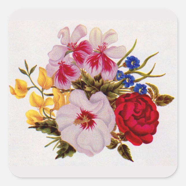 Adesivo Quadrado Acordo de flores de buquê do século XVIII (Frente)
