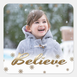 Adesivo Quadrado Acredite. Autocolantes de fotos de Natal Personali