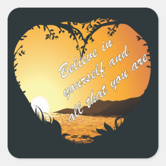 Adesivo Quadrado Acredite em si mesmo - Coração Inspiracional