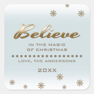 Adesivo Quadrado Acredite. Vinhetas de Natal Personalizadas