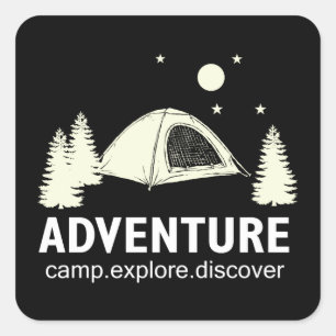 Adesivo Quadrado Acventure Camp Explore e descubra