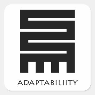 Adesivo Quadrado Adaptabilidade ( Nkyinkyim ) Símbolo de Adinkra