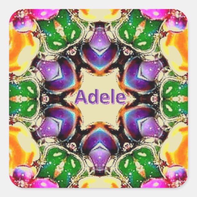 Adesivo Quadrado ADELE ~ Bright Abstrato Patterno ~ Personalizado (Frente)