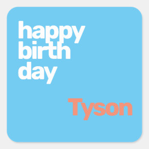 Adesivo Quadrado adereço de festa infantil feliz Aniversário mínimo