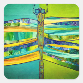 Adesivo Quadrado adereços de libélula