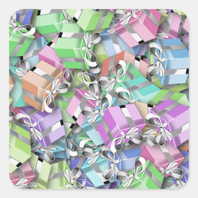 Adesivo Quadrado adereços para caixas pastel (Frente)