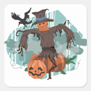 Adesivo Quadrado Adesivo/espantalho clássico de Halloween