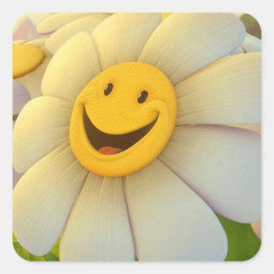 Adesivo Quadrado Adesivo/Girassol Sorrindo