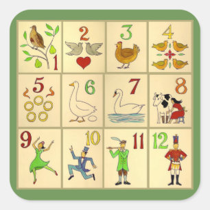 Adesivo Quadrado Adesivos, Glossy, Grande, NATAL DE 3 polegadas ART