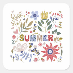 Adesivo Quadrado Adeus Escola, Olá Verão E Flores Bebê T-S