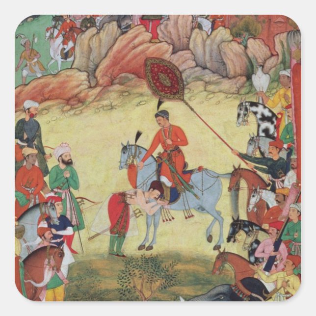 Adesivo Quadrado Adham Khan homenageando Akbar em Sarangpur, Ce (Frente)