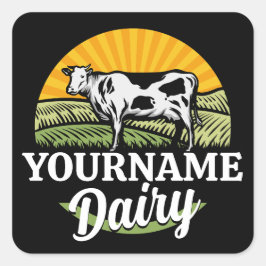Adesivo Quadrado ADIÇÃO DENOMINAÇÃO Vaca de Holstein de Fazenda Lát