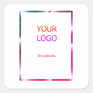 Adesivo Quadrado adicionar logotipo personalizado borda rosa vermel